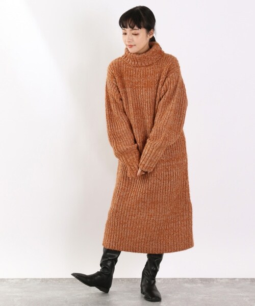 LOWRYS FARM（ローリーズファーム）の「３ＧＭＩＸＴＴＬニットワンピース（ワンピース/ドレス・オレンジ/ブラウン）」の3枚目の写真