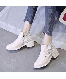 no brand（ノーブランド）の「異素材切り替え ショートブーツ