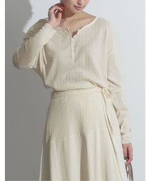 Re:EDIT（リエディ）の「[サステナブル][お家で洗える]オーガニックコットンランダムリブヘンリーロングTシャツ（トップス・レディース）」