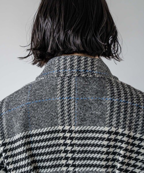 PAGEBOY（ページボーイ）の「【WEB先行予約】チェックマキシルーズコート（ジャケット/アウター・レディース・ブラック×チドリ柄・F）」の7枚目の写真