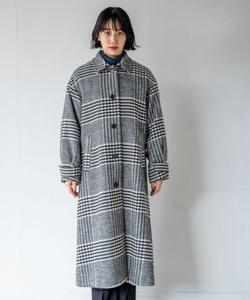 PAGEBOY（ページボーイ）の「【WEB先行予約】チェックマキシルーズコート（ジャケット/アウター・レディース・ブラック×チドリ柄・F）」の3枚目の写真