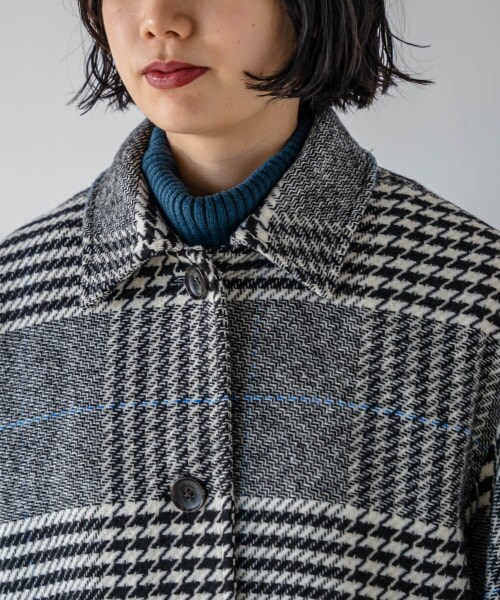 PAGEBOY（ページボーイ）の「【WEB先行予約】チェックマキシルーズコート（ジャケット/アウター・レディース・ブラック×チドリ柄・F）」の6枚目の写真