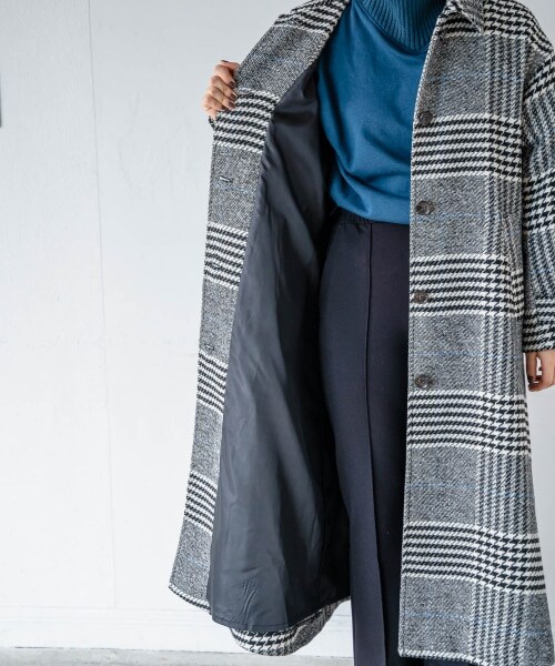 PAGEBOY（ページボーイ）の「【WEB先行予約】チェックマキシルーズコート（ジャケット/アウター・レディース・ブラック×チドリ柄・F）」の5枚目の写真