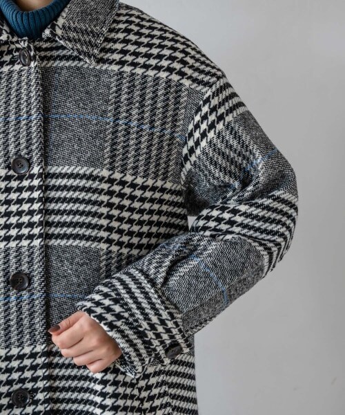 PAGEBOY（ページボーイ）の「【WEB先行予約】チェックマキシルーズコート（ジャケット/アウター・レディース・ブラック×チドリ柄・F）」の9枚目の写真