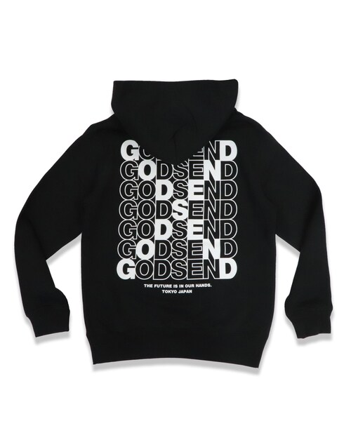 GODSEND(ゴッドセンド)の「CROSS LOGO HOODIE BLACK クロスロゴ パーカー ブラック(パーカー・キッズ・その他)」の1枚目の写真