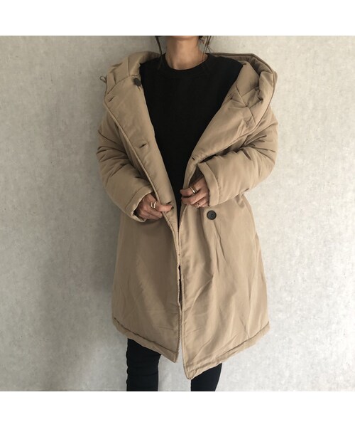 copine（コピン）の「再入荷！大人カジュアルスタイル！フード中綿ミディ丈コート(3color)（ダウンジャケット/コート・レディース・その他）」の2枚目の写真