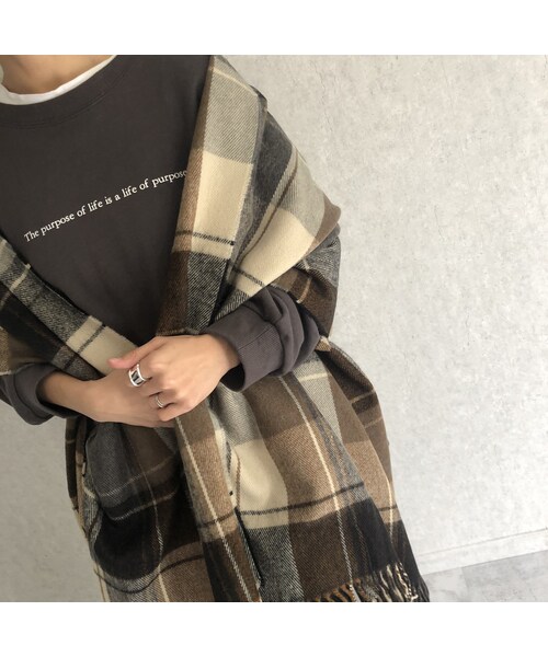 copine(コピン)の「チェック柄大判ストール/マフラー(4color)(ストール/ショール・レディース・その他)」の4枚目の写真