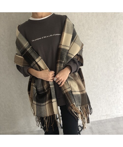 copine(コピン)の「チェック柄大判ストール/マフラー(4color)(ストール/ショール・レディース・その他)」の2枚目の写真