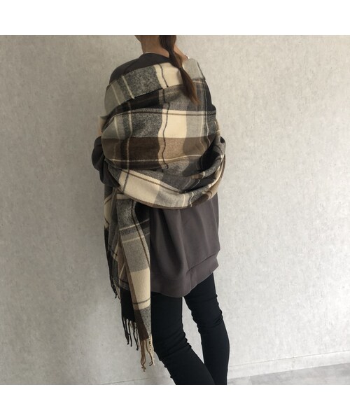 copine(コピン)の「チェック柄大判ストール/マフラー(4color)(ストール/ショール・レディース・その他)」の3枚目の写真