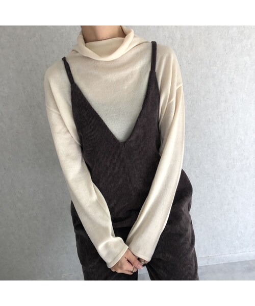 copine(コピン)の「12月8日再入荷!インナーに最適!柔らかな着心地カシミアタッチルーズタートル薄手ニット(2color)【クリックポスト対象商品】(ニット/セーター・レディース・その他)」の9枚目の写真
