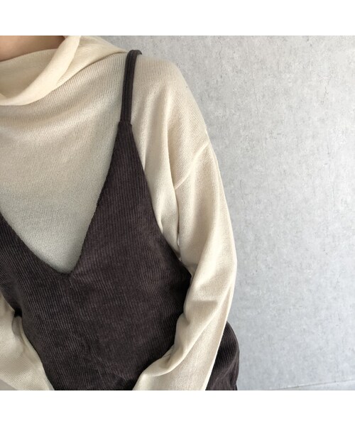 copine(コピン)の「12月8日再入荷!インナーに最適!柔らかな着心地カシミアタッチルーズタートル薄手ニット(2color)【クリックポスト対象商品】(ニット/セーター・レディース・その他)」の10枚目の写真