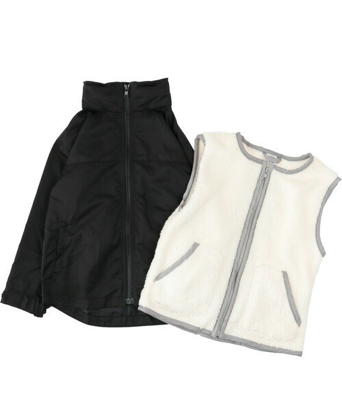 T>>2（ティーツー）の「3WAYジャケット（ナイロンジャケット・キッズ・05.ダークブラウン/01.ベージュ/02.ブラック/03.ブルー/04.カーキ/06.グレー・90-150）」の2枚目の写真