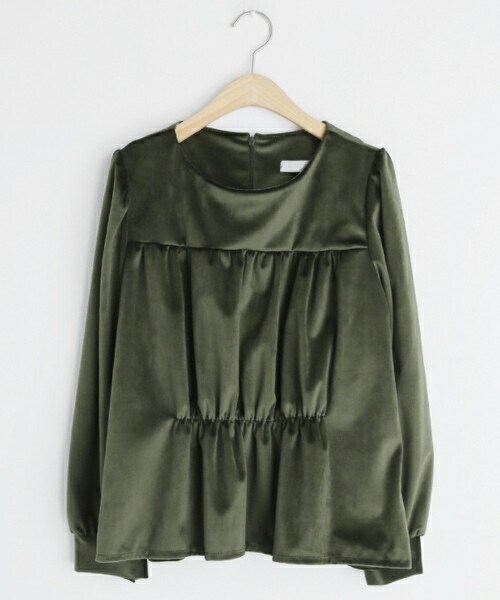 DHOLIC（ディーホリック）の「ベロアギャザーブラウス（シャツ/ブラウス・レディース・ホワイト/グリーン/ブラック・FREE）」の3枚目の写真