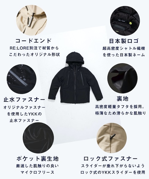 RE:LORE(リロア)の「THE WISDOM DOWN PARKA BLACK 7720127001-0(ダウンジャケット/コート・メンズ・その他)」の9枚目の写真