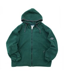 Made in USA / 90s Eddie Bauer / Full Zip Fleece Hoodie Jacket / Green / Used