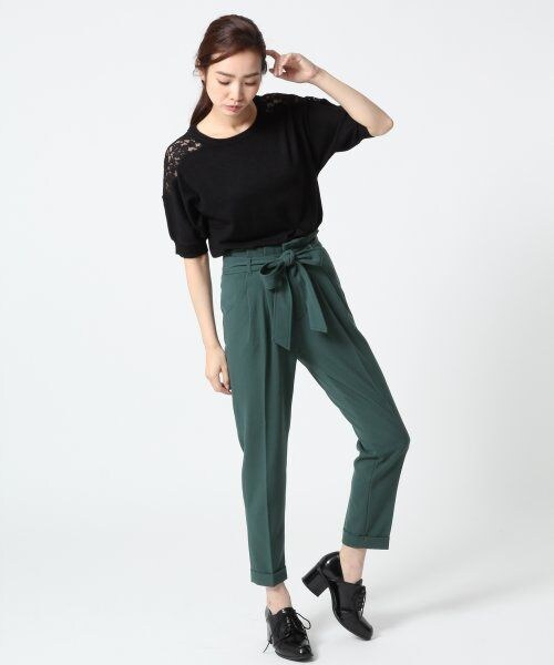 A part by（アパートバイ）の「ＴＲＰＵリボンオリカエシパンツ（パンツ・レディース・ブラック/ベージュ/グリーン・Ｍ/Ｌ）」の4枚目の写真