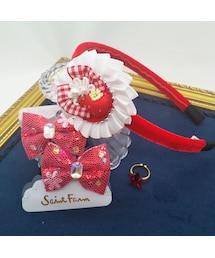 Handmade（ハンドメイド）の「赤いクリスマスギフトセット（ヘアゴム・キッズ）」