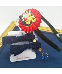 Handmade（ハンドメイド）の「紺のクリスマスギフトセット（ヘアゴム・キッズ）」