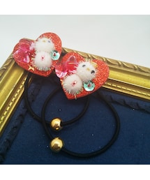 Handmade（ハンドメイド）の「雪だるまハートヘアゴム（ヘアゴム・キッズ）」
