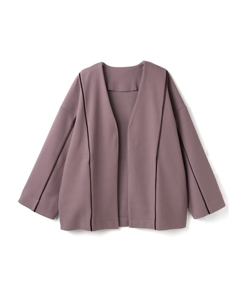 GRL（グレイル）の「ノーカラーパイピングジャケット（ノーカラージャケット・レディース・アイボリー/ダークピンク・F）」の2枚目の写真