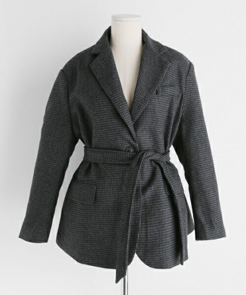 DHOLIC（ディーホリック）の「ストラップ付ハウンドトゥースジャケット（スーツジャケット・レディース・ベージュ/グレー・FREE）」の2枚目の写真