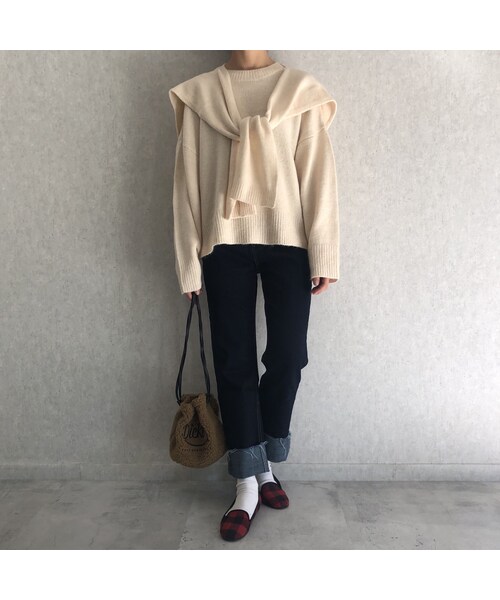 copine(コピン)の「楽な着心地ストレッチ!裾切りっぱなしデザインストレートデニム(2size)【クリックポスト対象商品】(デニムパンツ・レディース・その他)」の6枚目の写真