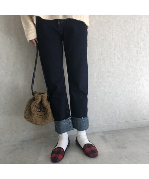 copine(コピン)の「楽な着心地ストレッチ!裾切りっぱなしデザインストレートデニム(2size)【クリックポスト対象商品】(デニムパンツ・レディース・その他)」の5枚目の写真