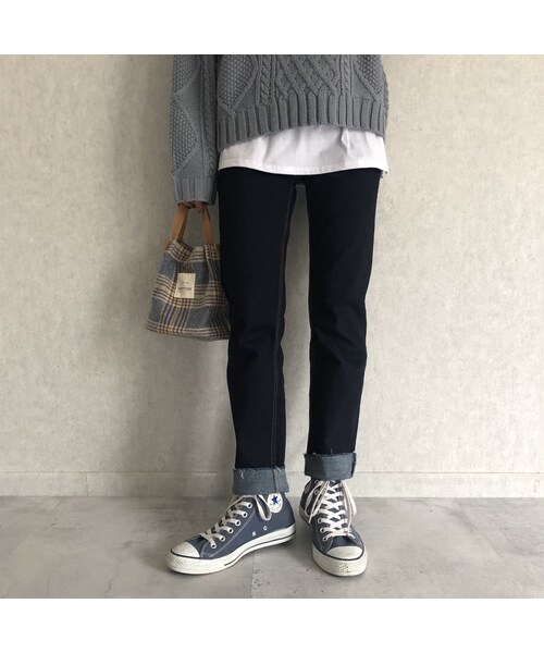 copine(コピン)の「楽な着心地ストレッチ!裾切りっぱなしデザインストレートデニム(2size)【クリックポスト対象商品】(デニムパンツ・レディース・その他)」の1枚目の写真