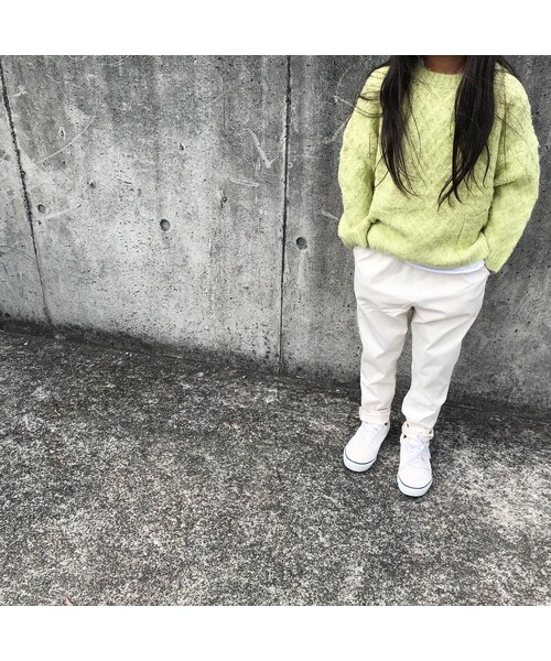 cache cache（カシュ カシュ）の「ケーブルニット  (ライトグリーン/ブラウン）（ニット/セーター・キッズ・その他）」の7枚目の写真