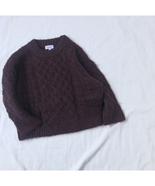 cache cache（カシュ カシュ）の「ケーブルニット  (ライトグリーン/ブラウン）（ニット/セーター・キッズ・その他）」の5枚目の写真