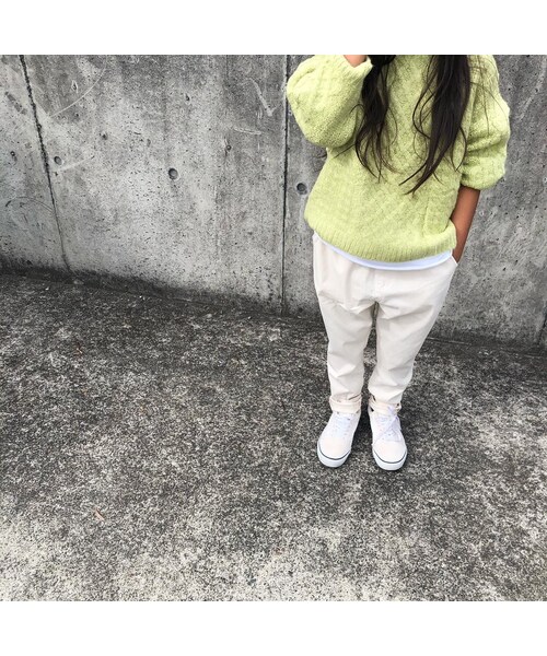 cache cache（カシュ カシュ）の「ケーブルニット  (ライトグリーン/ブラウン）（ニット/セーター・キッズ・その他）」の8枚目の写真