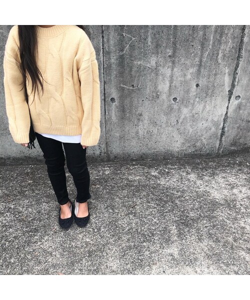 cache cache（カシュ カシュ）の「ケーブルニット（クリーム）（ニット/セーター・キッズ・その他）」の3枚目の写真