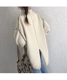 copine | 12月10日再入荷!バックスリットデザイン!ハンドステッチモックネックゆるニット(3color)(ニット/セーター)