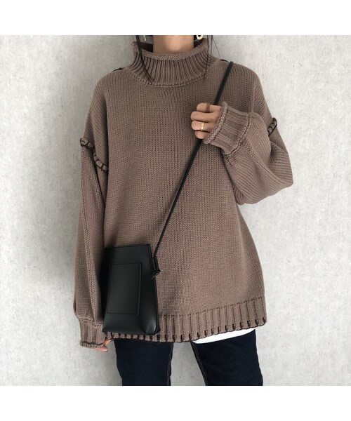 copine（コピン）の「12月10日再入荷！バックスリットデザイン！ハンドステッチモックネックゆるニット(3color)（ニット/セーター・レディース・その他）」の11枚目の写真