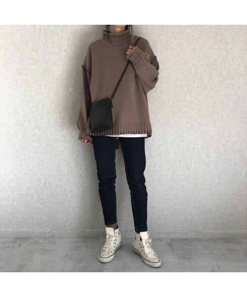 copine（コピン）の「12月10日再入荷！バックスリットデザイン！ハンドステッチモックネックゆるニット(3color)（ニット/セーター・レディース・その他）」の9枚目の写真