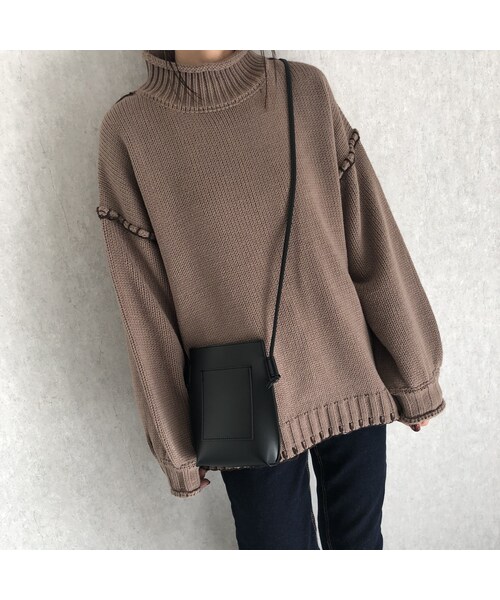 copine（コピン）の「12月10日再入荷！バックスリットデザイン！ハンドステッチモックネックゆるニット(3color)（ニット/セーター・レディース・その他）」の14枚目の写真