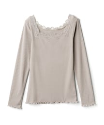 GRL | 前後2wayレーススクエアネックテレコリブトップス(Tシャツ/カットソー)