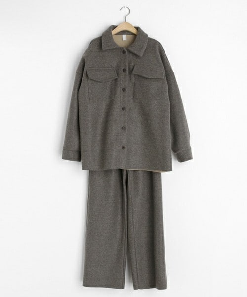 DHOLIC（ディーホリック）の「ウール混ジャケット&パンツSET（セットアップ・レディース・ベージュ/ブラウン・FREE）」の2枚目の写真