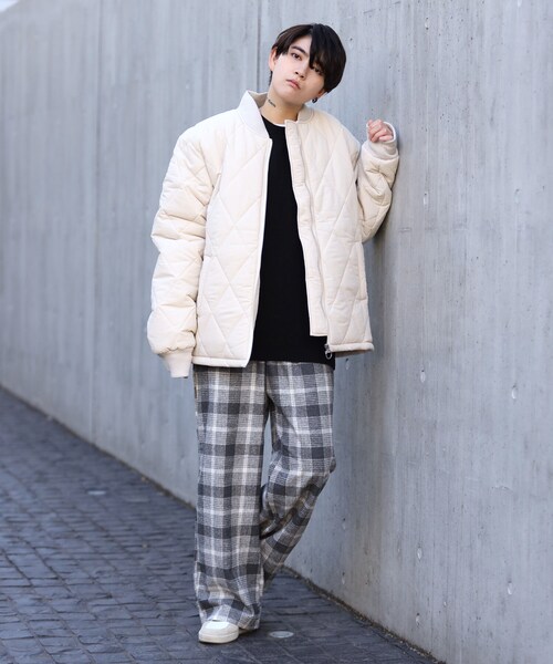 BOYSHE(ボーイシー)の「チェック バンディング起毛ワイドパンツ グレー(その他パンツ・レディース・その他)」の6枚目の写真