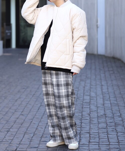BOYSHE(ボーイシー)の「チェック バンディング起毛ワイドパンツ グレー(その他パンツ・レディース・その他)」の5枚目の写真