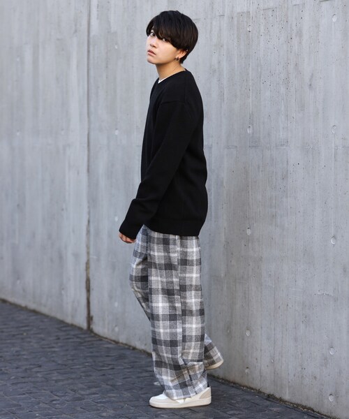 BOYSHE(ボーイシー)の「チェック バンディング起毛ワイドパンツ グレー(その他パンツ・レディース・その他)」の9枚目の写真