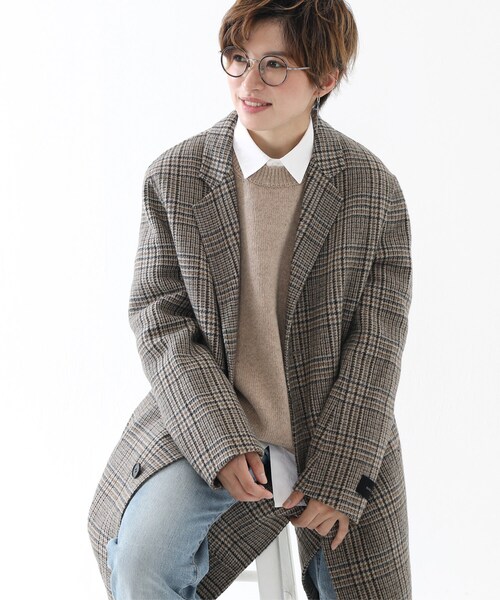 BOYSHE(ボーイシー)の「ウール90% チェックチェスターコート(チェスターコート・レディース・その他)」の10枚目の写真