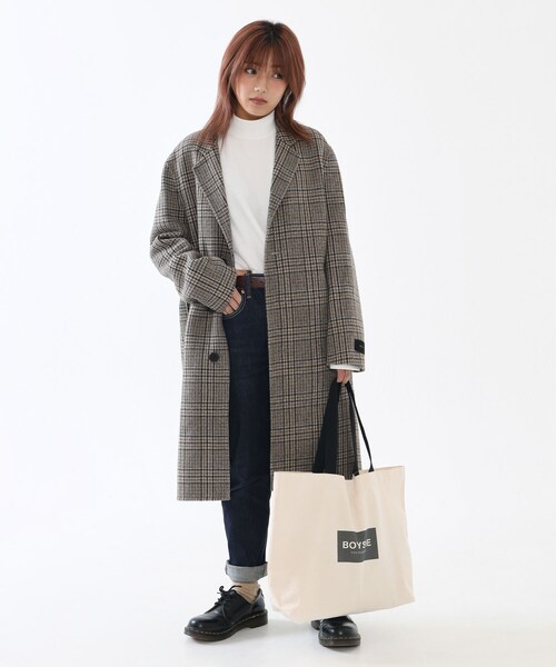 BOYSHE(ボーイシー)の「ウール90% チェックチェスターコート(チェスターコート・レディース・その他)」の12枚目の写真