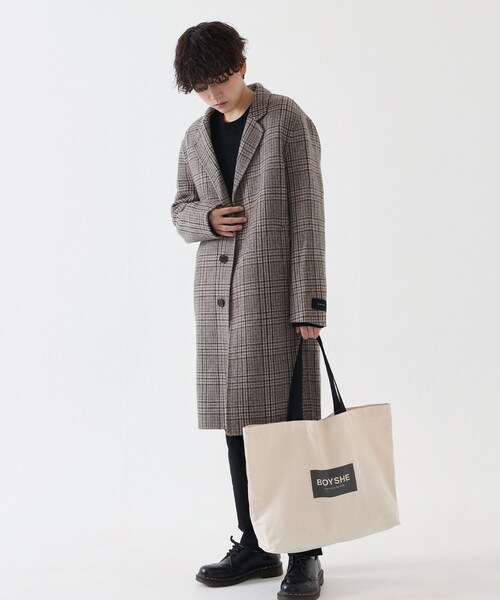 BOYSHE(ボーイシー)の「ウール90% チェックチェスターコート(チェスターコート・レディース・その他)」の5枚目の写真