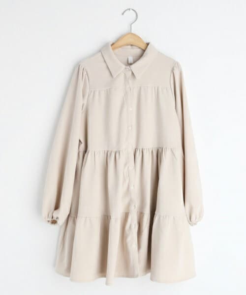 DHOLIC（ディーホリック）の「ティアードシャツワンピース（シャツワンピース・レディース・ピンク/ブラック/ベージュ・FREE）」の3枚目の写真