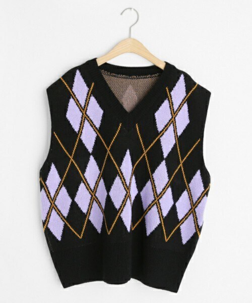 DHOLIC（ディーホリック）の「アーガイルベスト（ベスト・レディース・イエロー/ブラック/ベージュ・FREE）」の2枚目の写真