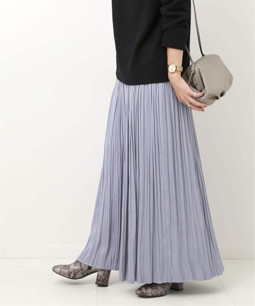 B.C STOCK（ベーセーストック）の「カッセンサテンプリーツスカート（スカート・ブラック/フリー/在庫あり）」の3枚目の写真