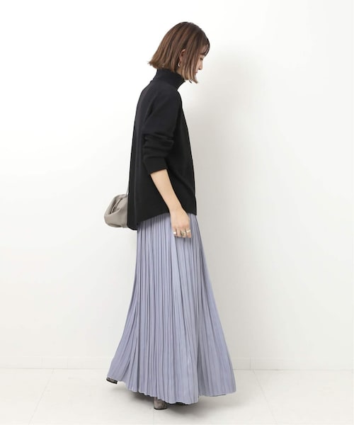 B.C STOCK（ベーセーストック）の「カッセンサテンプリーツスカート（スカート・ブラック/フリー/在庫あり）」の5枚目の写真