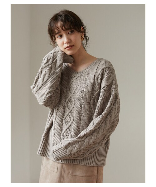 Green Parks(グリーンパークス)の「・RAY CASSIN アランガラバックリボンニット(トップス・アイボリー/ブラック/グレーベージュ・F)」の9枚目の写真