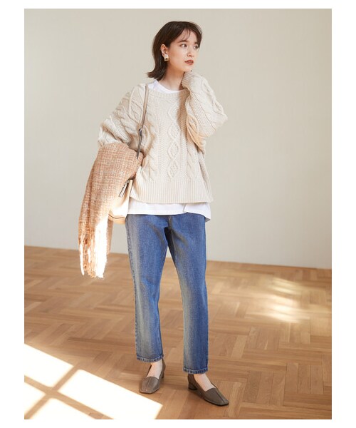 Green Parks(グリーンパークス)の「・RAY CASSIN アランガラバックリボンニット(トップス・アイボリー/ブラック/グレーベージュ・F)」の5枚目の写真